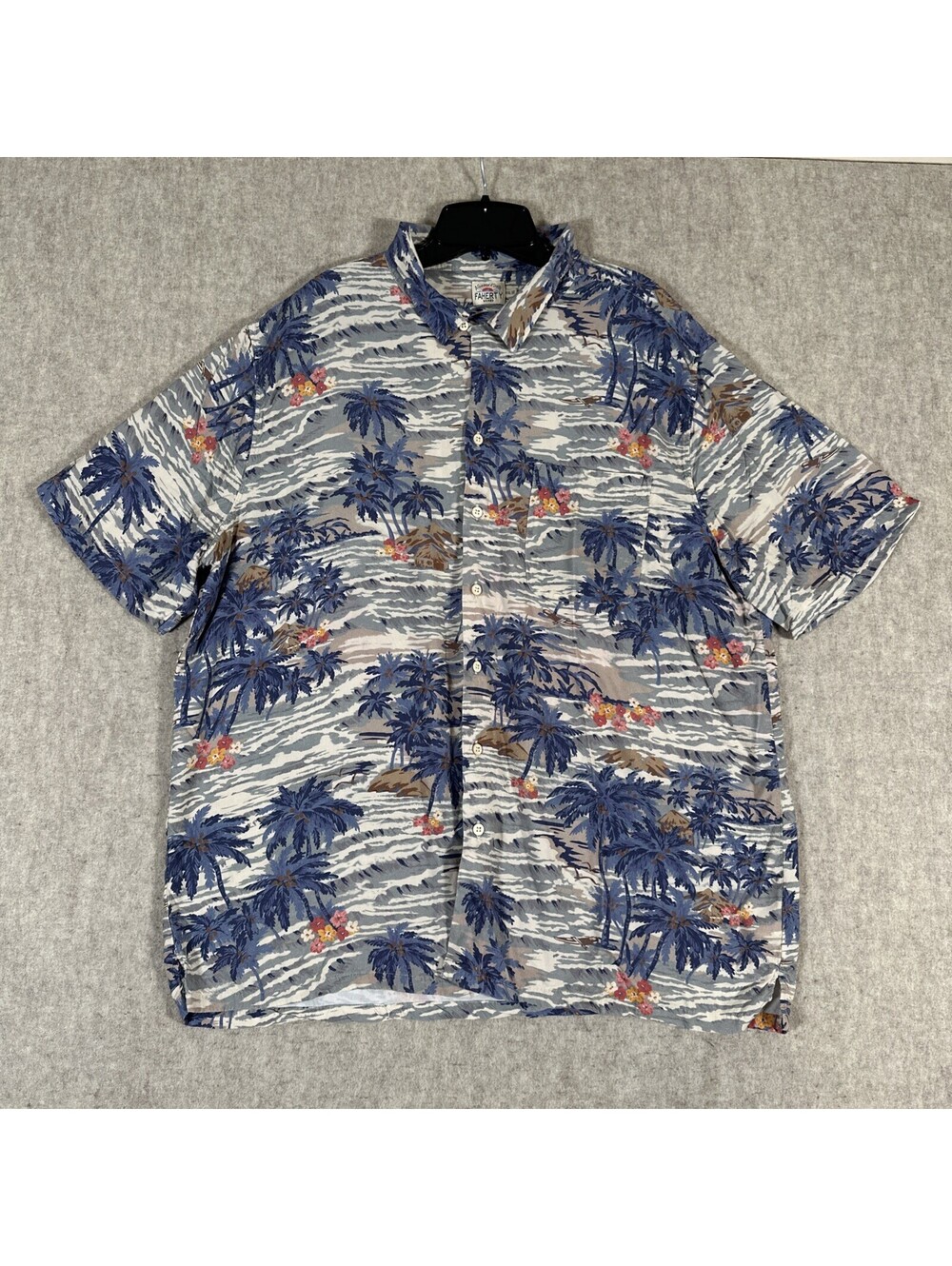FAHERTY Kona Camp Shirt South Pacific Swell Hawaiian Button Up Shirt Mens XL?